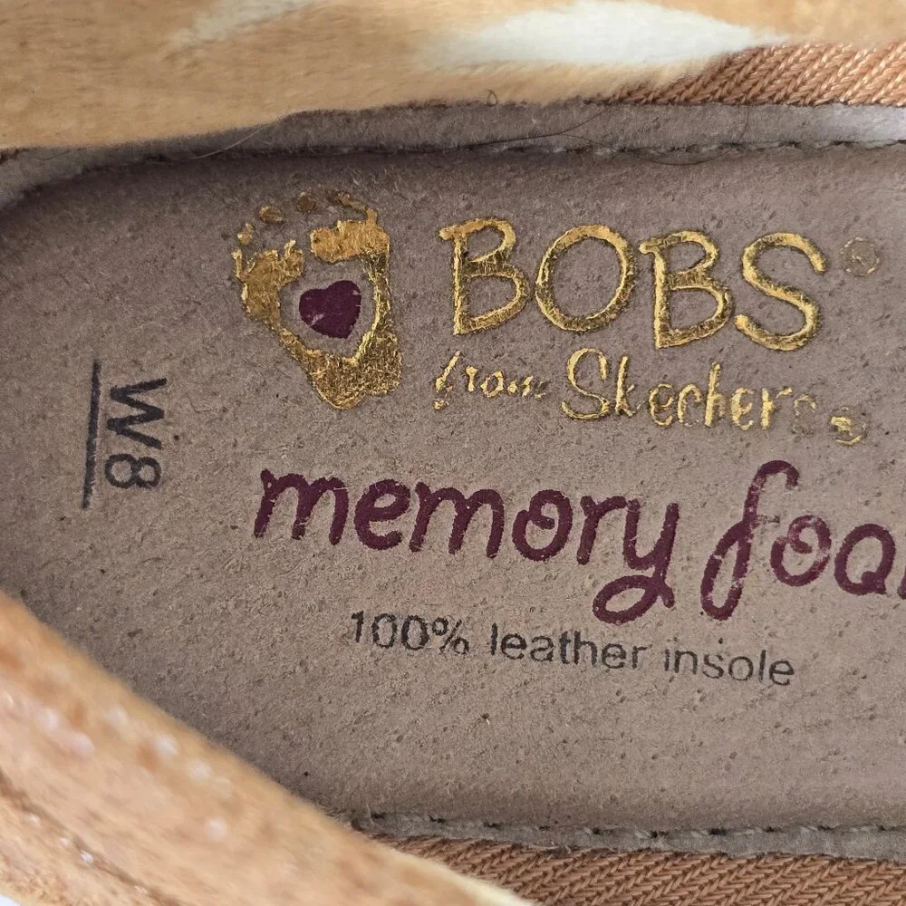 Bobs Womens W 8 Espadrille Memory Foam Brown Leather Look Textile Slip On‎ Shoe